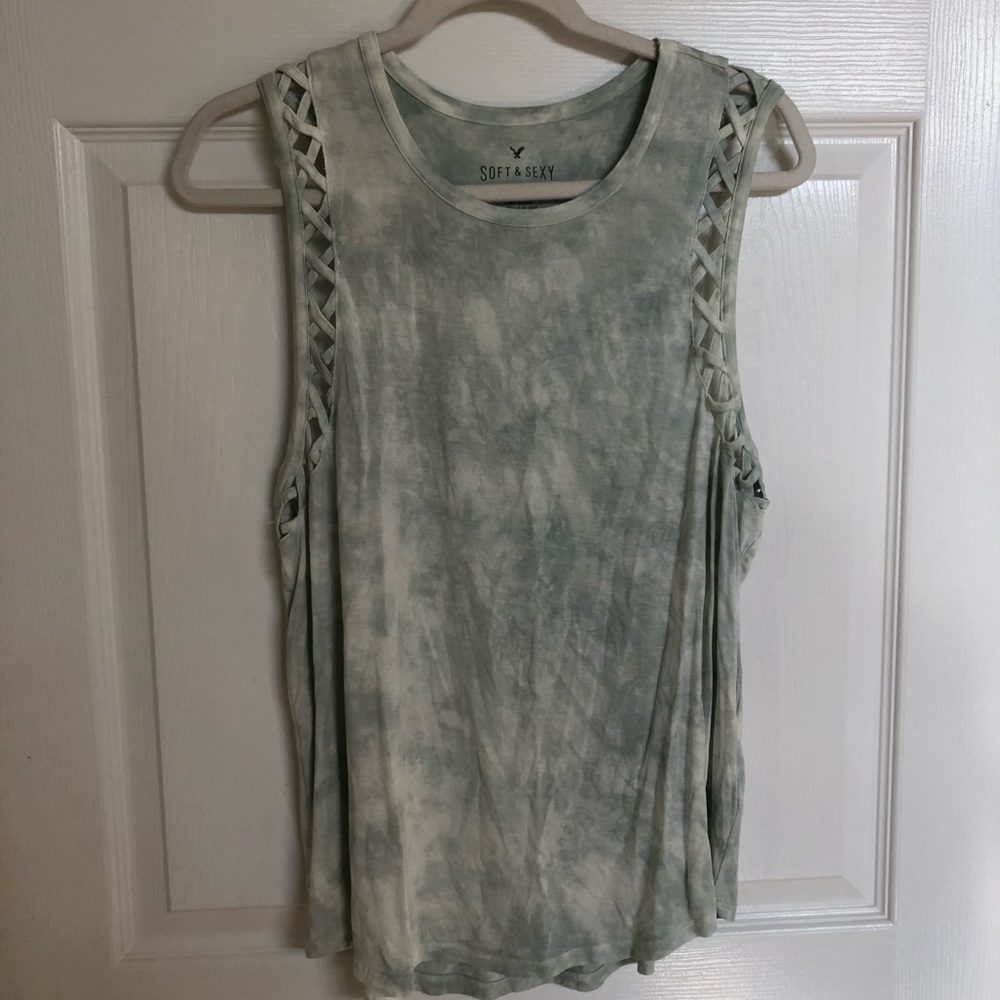 NWT American Eagle Blue Green Tie Dye Tank Top | L
